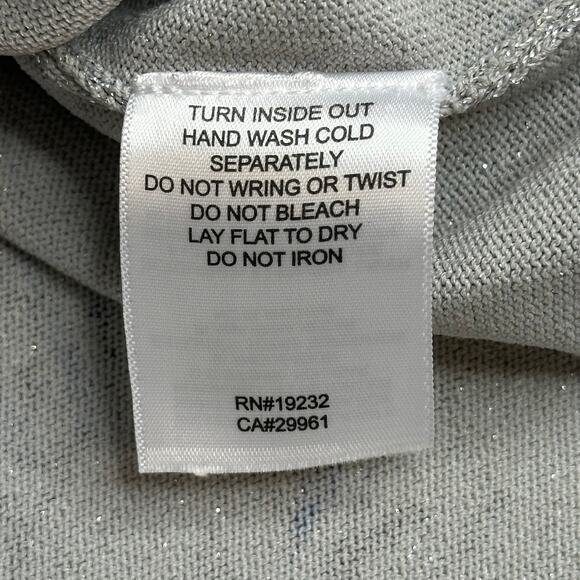 Alfred Dunner Gray Floral Glitter Long Sleeve Layered Blouse Womens Size Small S - Picture 8 of 9